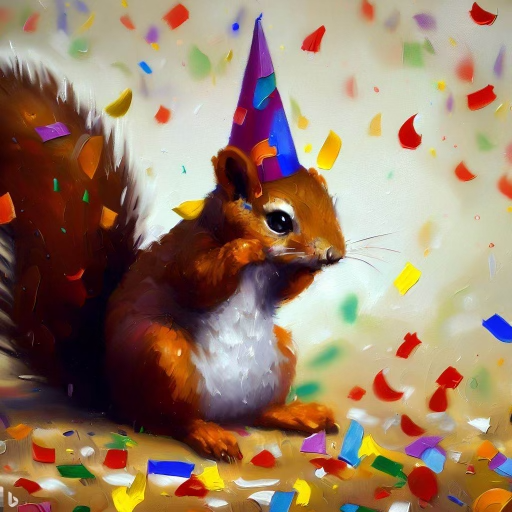 Squirrel wearing birthday cap